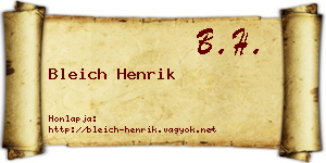 Bleich Henrik névjegykártya